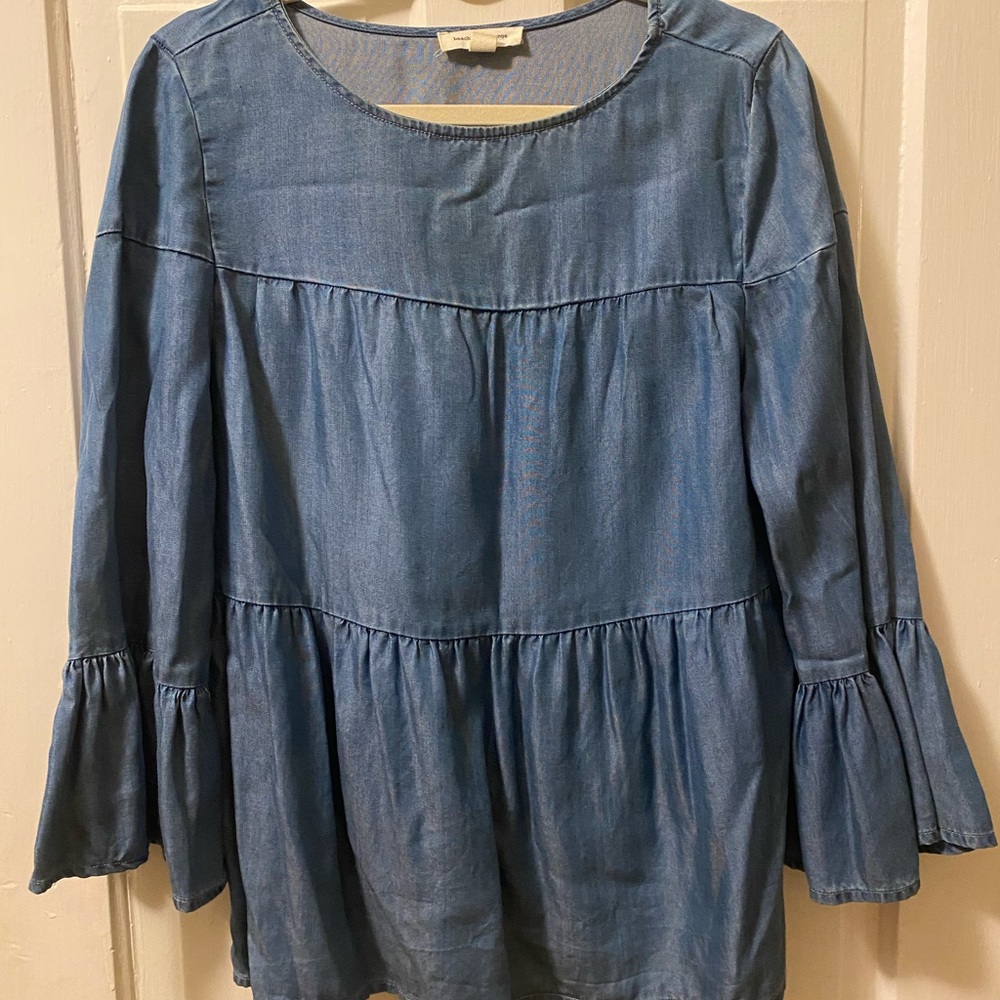 beachlunchlounge Blue Tiered Blouse